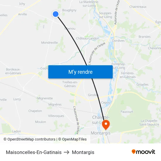 Maisoncelles-En-Gatinais to Montargis map