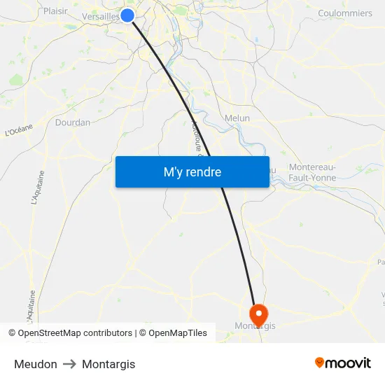 Meudon to Montargis map