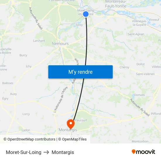 Moret-Sur-Loing to Montargis map