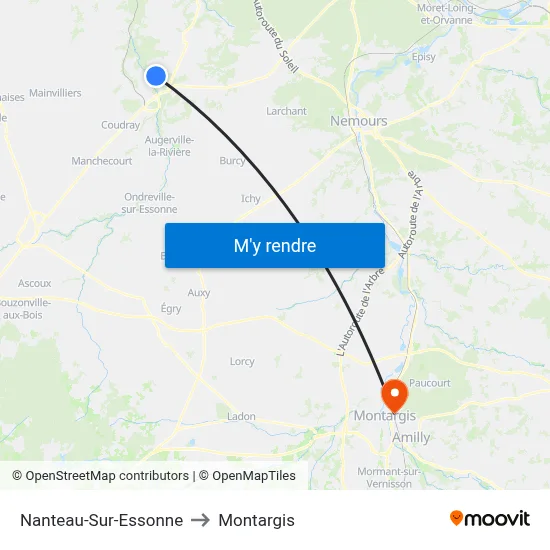 Nanteau-Sur-Essonne to Montargis map