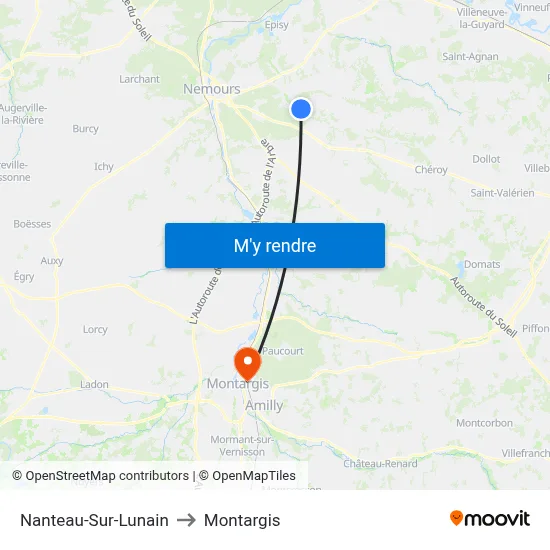 Nanteau-Sur-Lunain to Montargis map