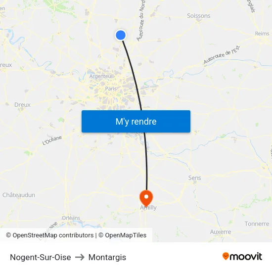 Nogent-Sur-Oise to Montargis map