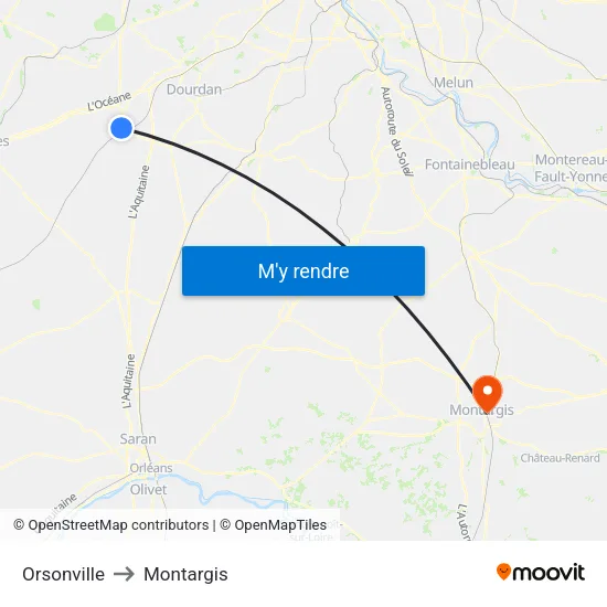 Orsonville to Montargis map