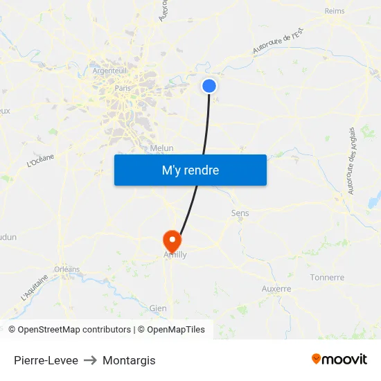 Pierre-Levee to Montargis map