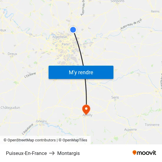 Puiseux-En-France to Montargis map