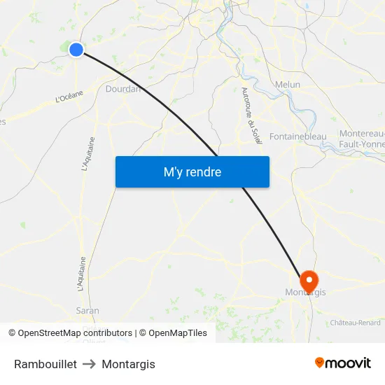 Rambouillet to Montargis map