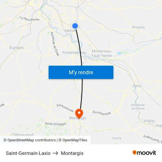 Saint-Germain-Laxis to Montargis map