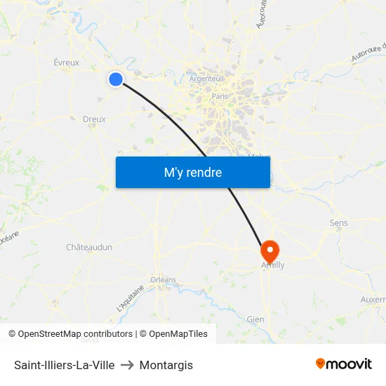 Saint-Illiers-La-Ville to Montargis map