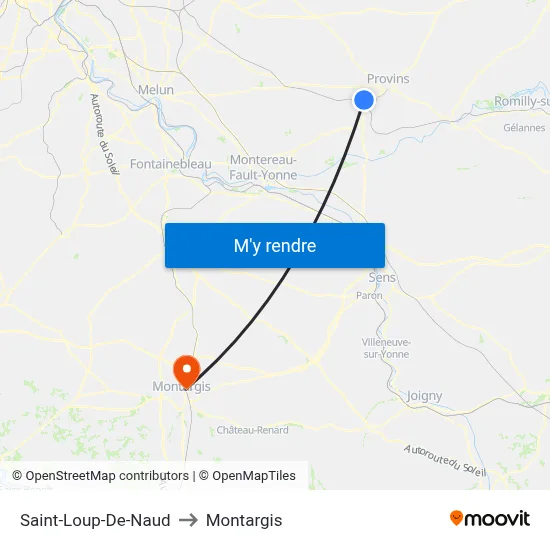 Saint-Loup-De-Naud to Montargis map