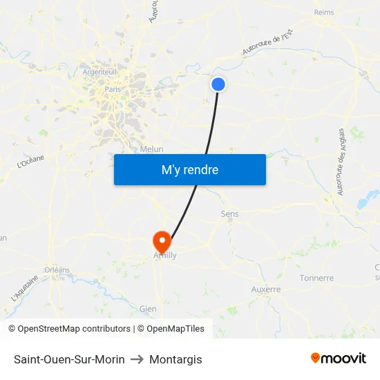 Saint-Ouen-Sur-Morin to Montargis map