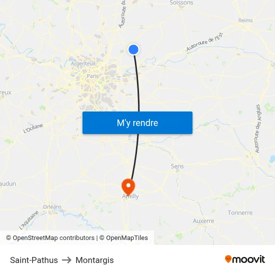 Saint-Pathus to Montargis map