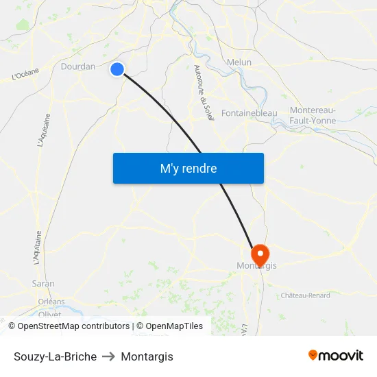 Souzy-La-Briche to Montargis map