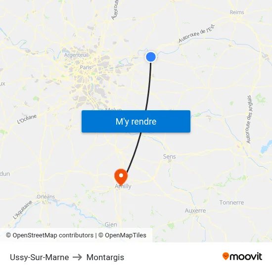 Ussy-Sur-Marne to Montargis map
