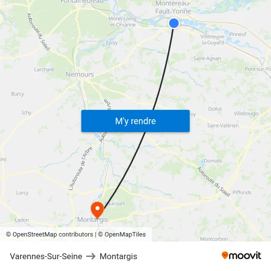 Varennes-Sur-Seine to Montargis map