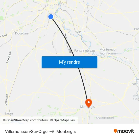 Villemoisson-Sur-Orge to Montargis map
