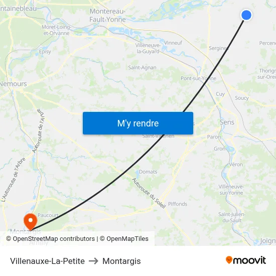Villenauxe-La-Petite to Montargis map