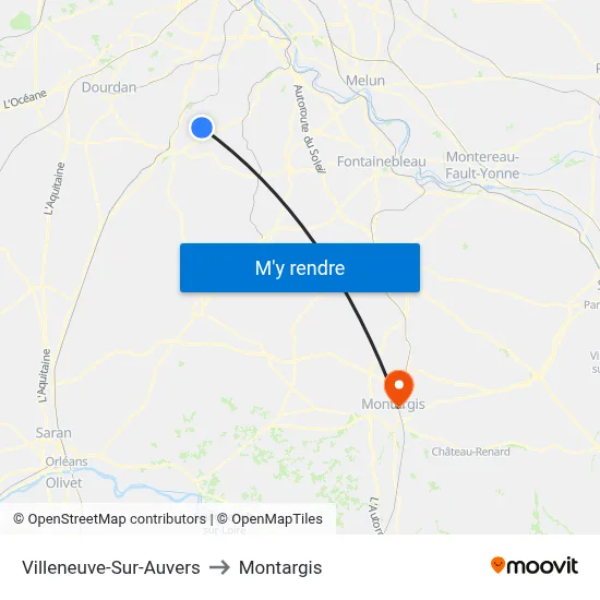 Villeneuve-Sur-Auvers to Montargis map