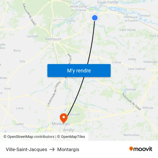 Ville-Saint-Jacques to Montargis map