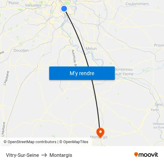 Vitry-Sur-Seine to Montargis map