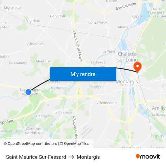 Saint-Maurice-Sur-Fessard to Montargis map