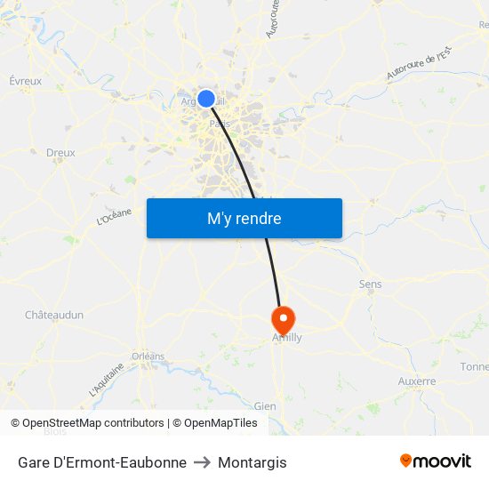 Gare D'Ermont-Eaubonne to Montargis map