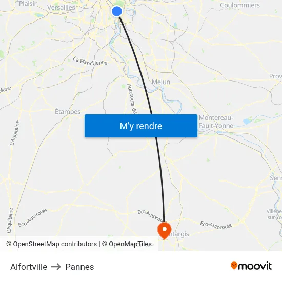 Alfortville to Pannes map