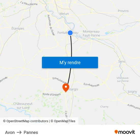 Avon to Pannes map