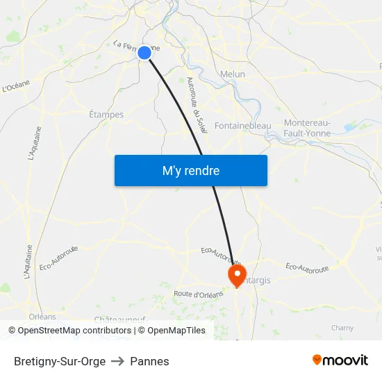 Bretigny-Sur-Orge to Pannes map