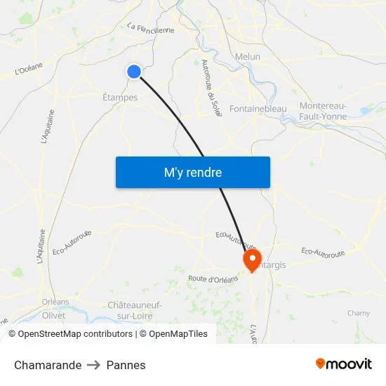 Chamarande to Pannes map