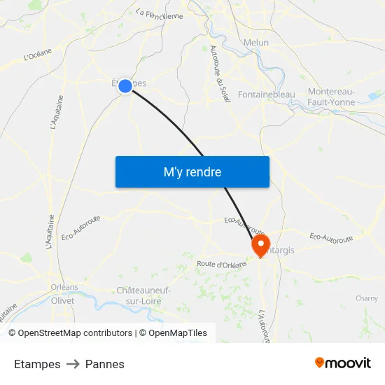 Etampes to Pannes map