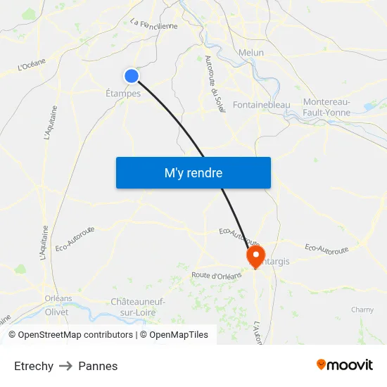 Etrechy to Pannes map