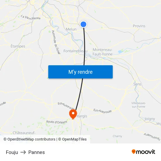 Fouju to Pannes map