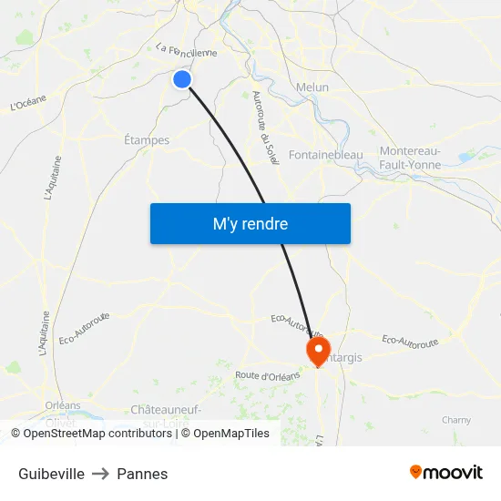 Guibeville to Pannes map