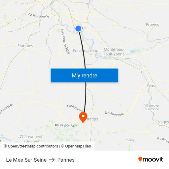 Le Mee-Sur-Seine to Pannes map