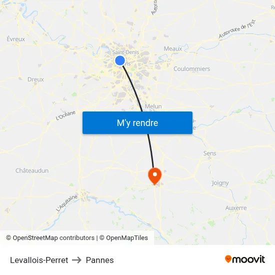 Levallois-Perret to Pannes map