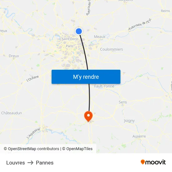 Louvres to Pannes map