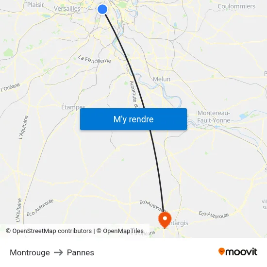 Montrouge to Pannes map