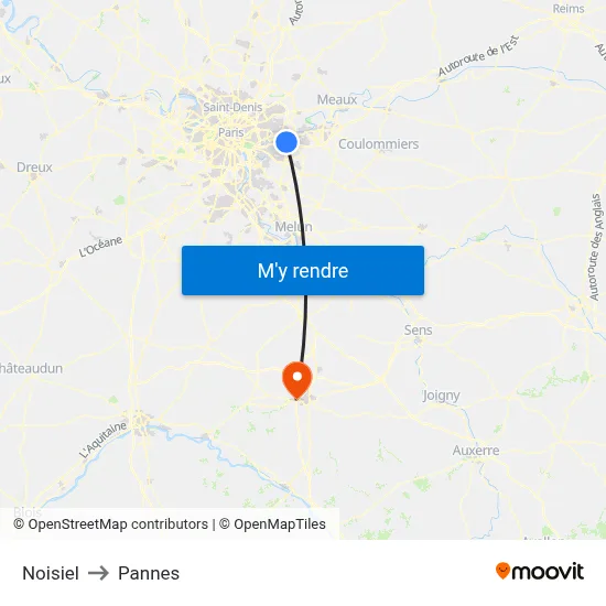 Noisiel to Pannes map