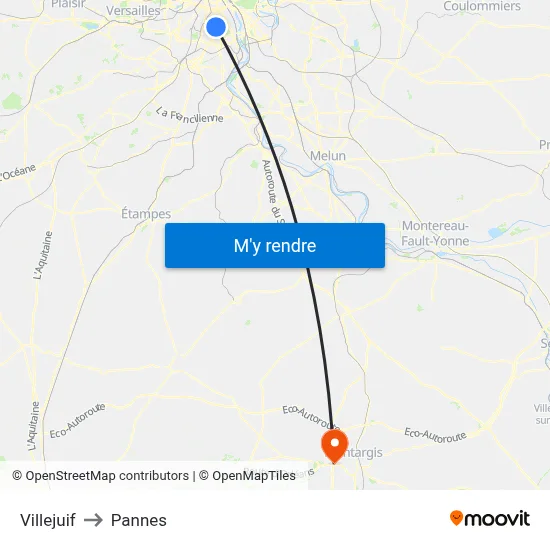 Villejuif to Pannes map