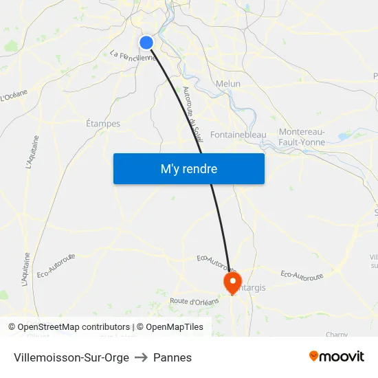 Villemoisson-Sur-Orge to Pannes map