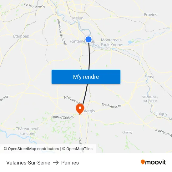 Vulaines-Sur-Seine to Pannes map