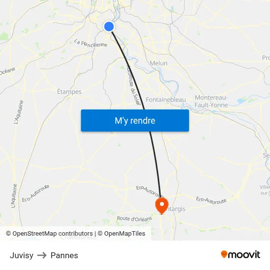 Juvisy to Pannes map