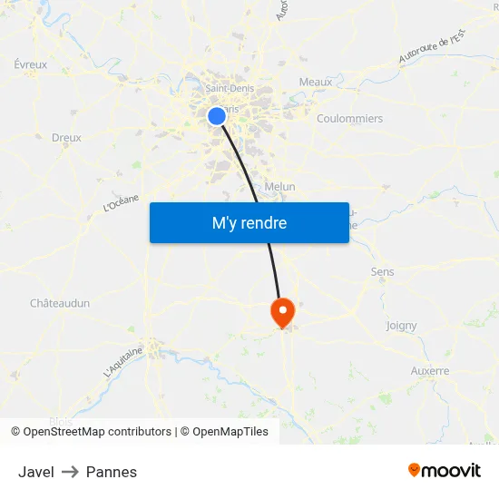 Javel to Pannes map