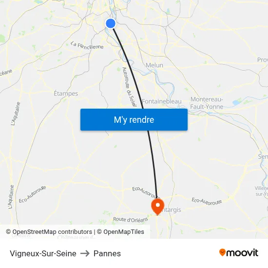 Vigneux-Sur-Seine to Pannes map