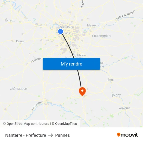 Nanterre - Préfecture to Pannes map