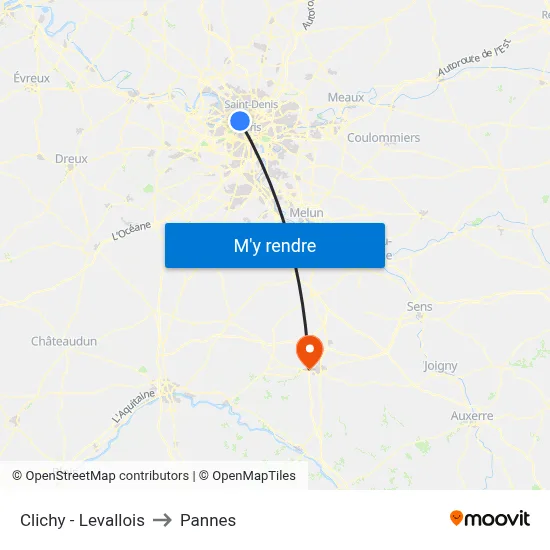 Clichy - Levallois to Pannes map