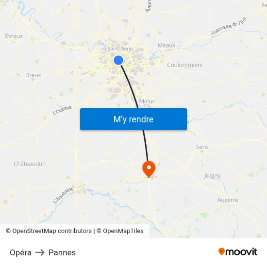 Opéra to Pannes map