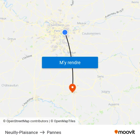 Neuilly-Plaisance to Pannes map