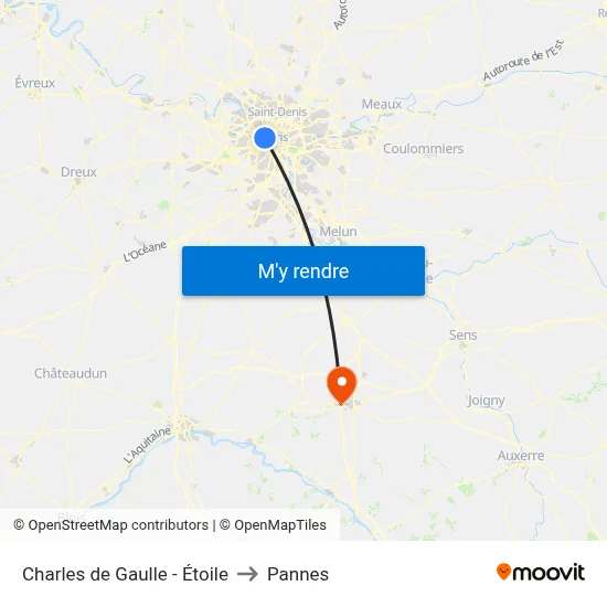Charles de Gaulle - Étoile to Pannes map