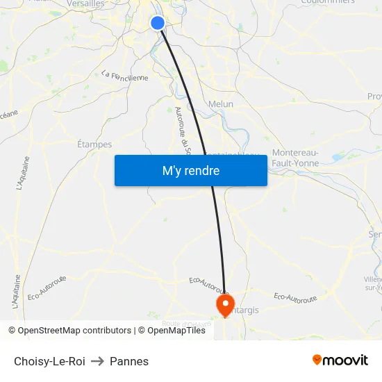 Choisy-Le-Roi to Pannes map